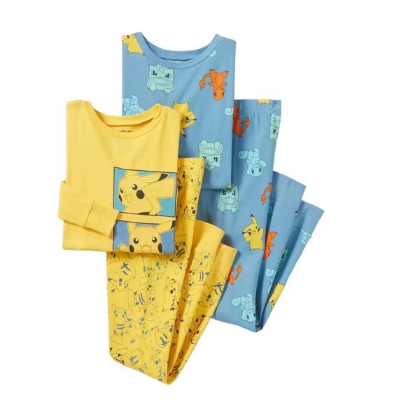 Pokemon Other - Boys Pokemon 4pc Snug Fit Long Sleeve Pajama Set Yellow Size 4